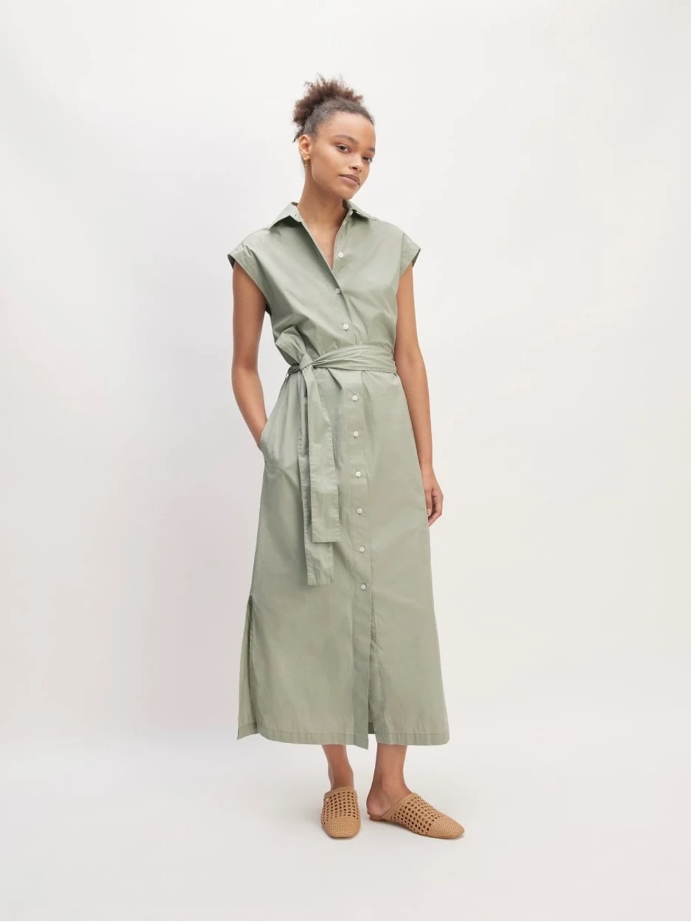 Everlane Sage Supima Cotton Short-Sleeve Shirt Dress
